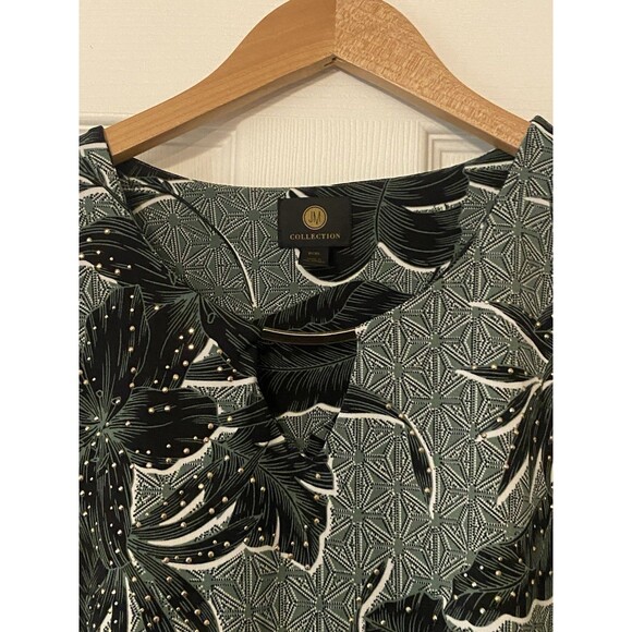 JM collection green floral blouse size PXL flared sleeve - Picture 2 of 9